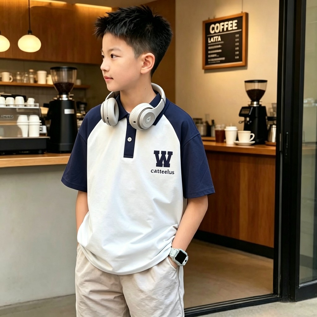 Meninos camisa POLO de manga curta camiseta estilo verão 2026 novo estilo verão grandes crianças meninos estilo verão co