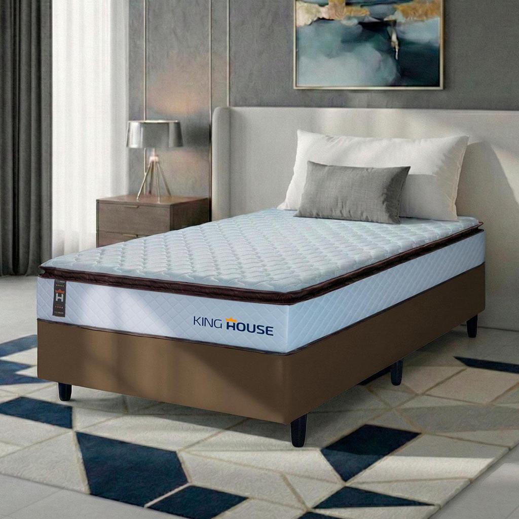 Conjunto Cama Box Espuma San Diego Branco Solteiro 96x203x67