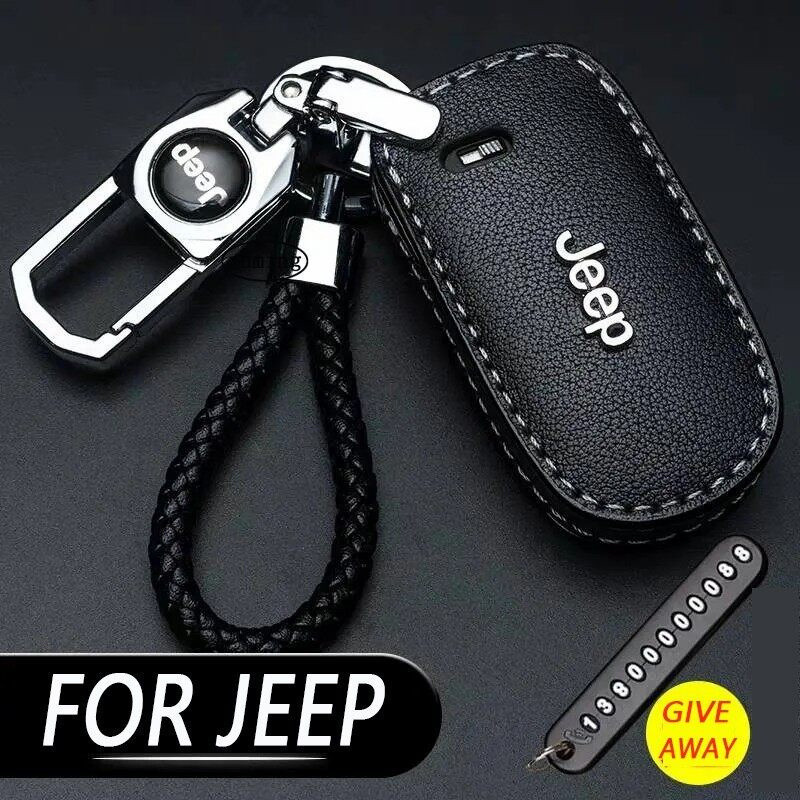 Chaveiro de carro em couro genuíno Jeep, carteira Jipe, logotipo criativo em liga metálica 3REB