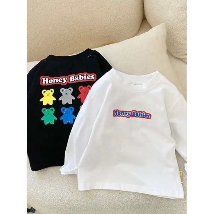 100% algodão meninos meninas camiseta de manga comprida primavera outono camisa de fundo versão coreana crianças dos des