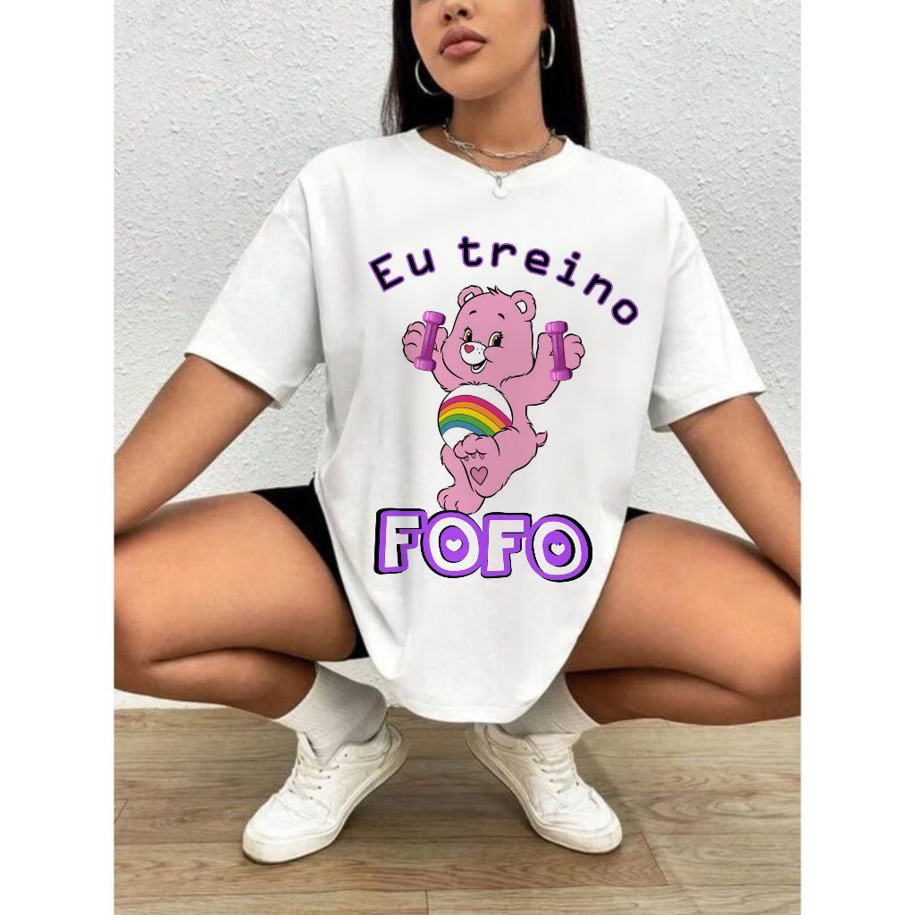 camiseta de academia feminina ursinhos carinhosos, eu treino fofo, t shirt personagens