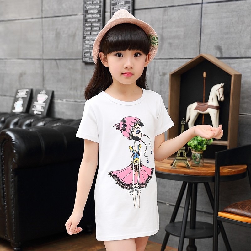 2023 roupas infantis meninas camiseta de manga curta versão coreana estilo verão médio grande crianças impressas em torn