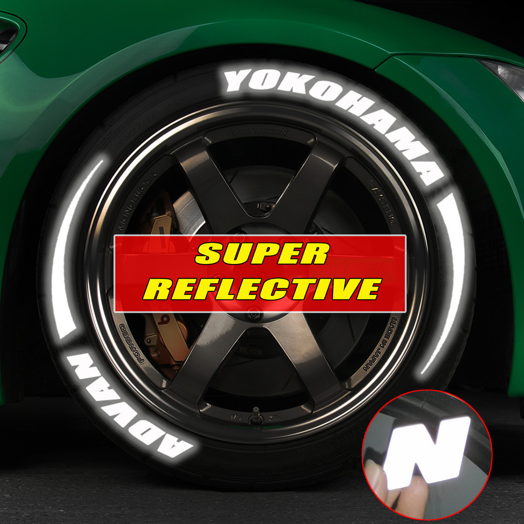 1 Conjunto De Adesivos Refletivos De Pneu De Carro De 2.7 cm YOKO Letras Permanentes Decorações De Pneus De Ajuste De Ro
