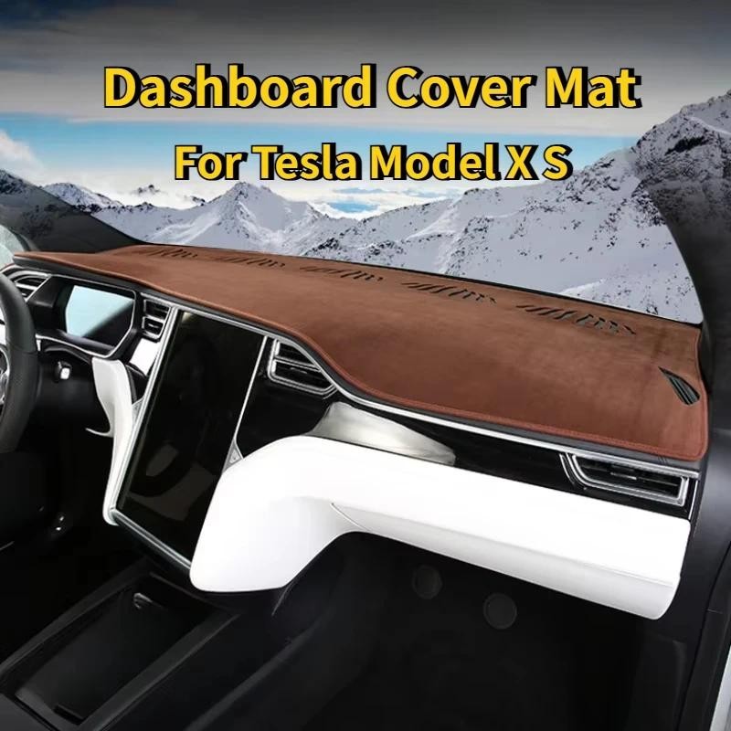 Para Tesla Modelo Xs Painel Capa Esteira À Prova De Luz Pára-Sol Esteiras Flanela Reunindo Almofada Protetora LHD Acessó
