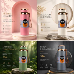 Garrafa Térmica 800ml em Aço Inox 316 Premium com Alça Quente e Frio Alta Qualidade e Durabilidade