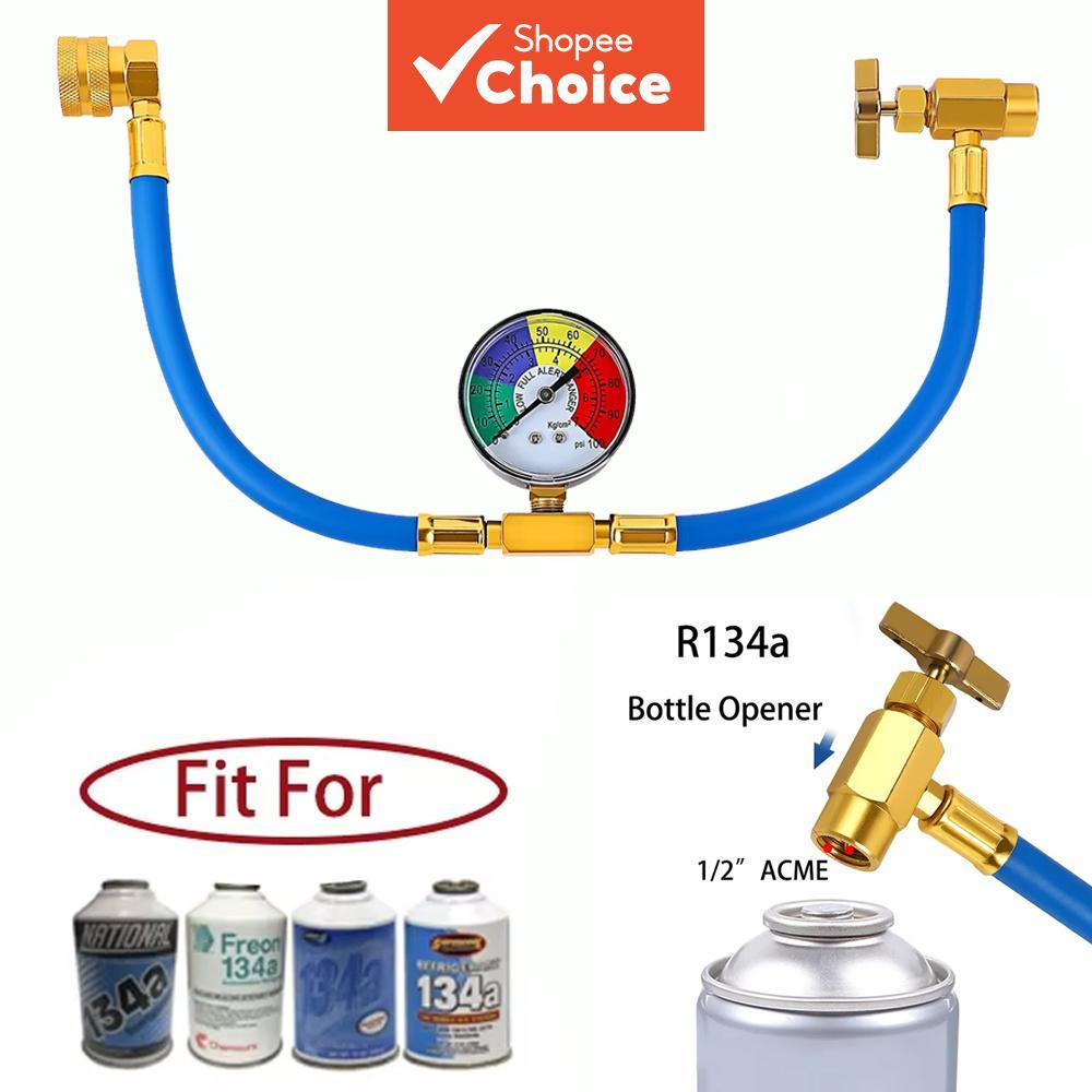 Kit de Mangueira para Recarga de Ar-Condicionado R134a com Torneira de Latão Resistente, Manômetro de Pressão com