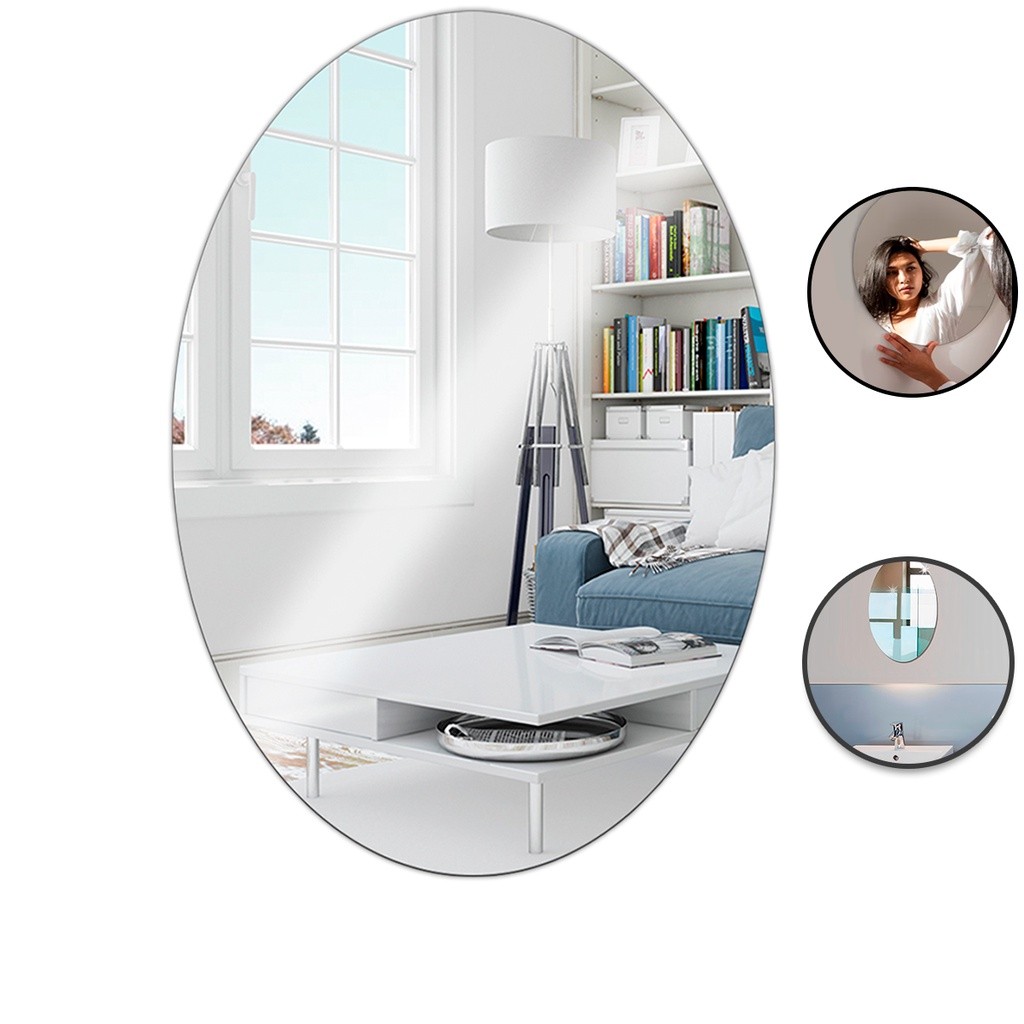 Espelho de Acrílico Adesivo Decorativo 50x35 Oval