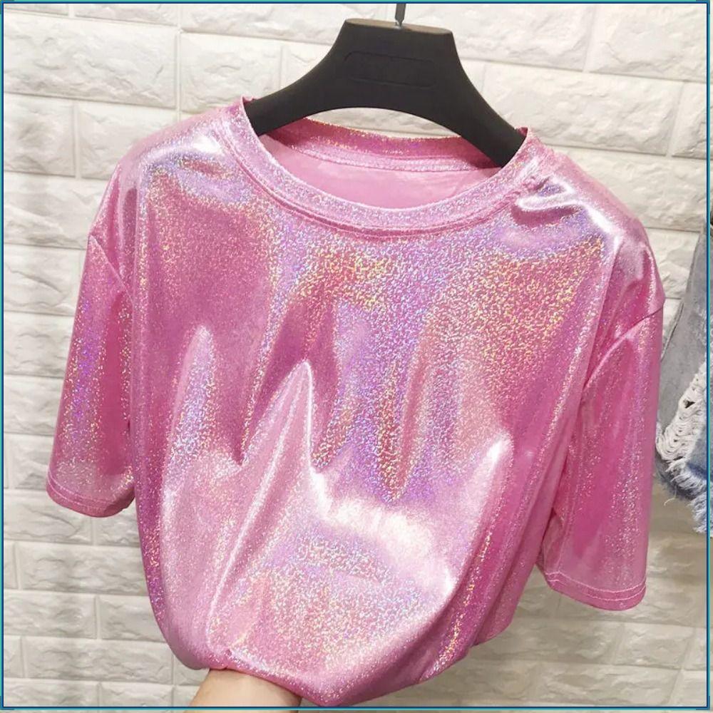 Camiseta , Estética Feminina Brilhante , Club Harajuku Loose Retro Style Short Sleeve Women