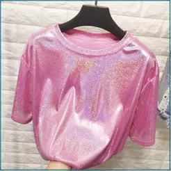 Camiseta , Estética Feminina Brilhante , Club Harajuku Loose Retro Style Short Sleeve Women