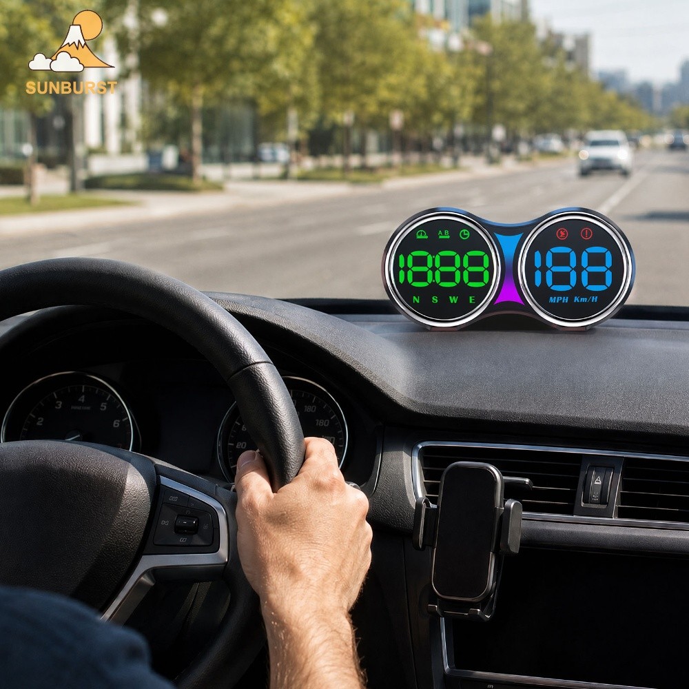 [Sunburst1 . br] GPS HUD Velocímetro Duplo 4 Polegadas KM MPH Switch Excesso De Velocidade