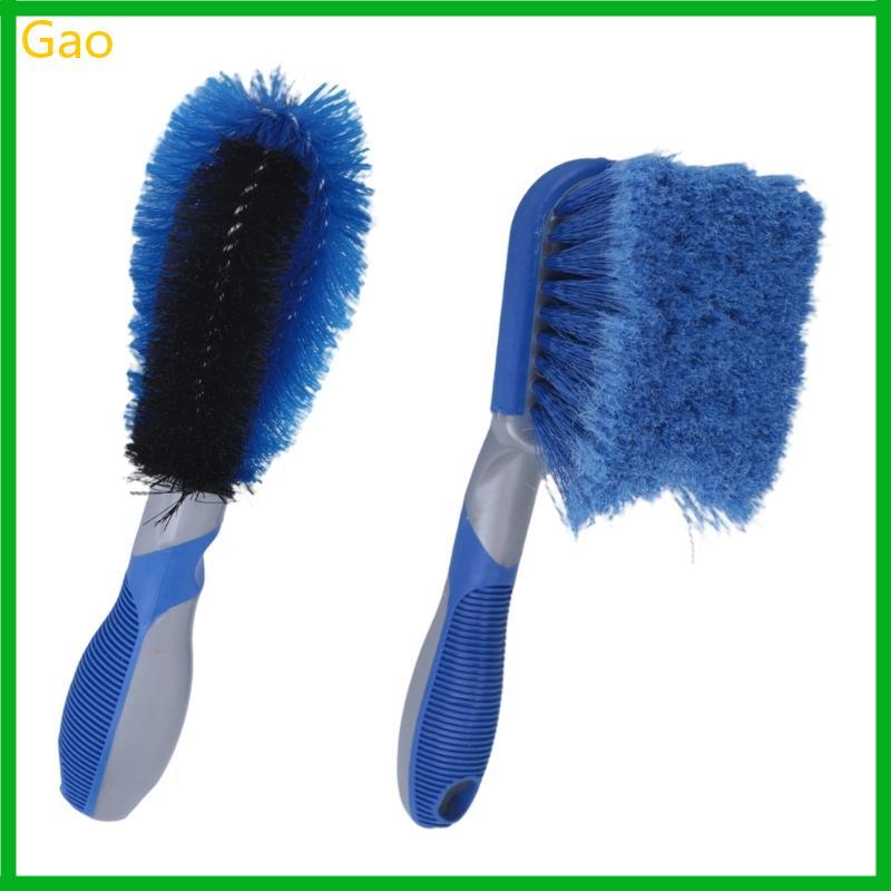 Conjunto Escova Limpeza Pneus Gao 2 Cabeças Redondas E Quadradas, Alças Longas, Cerdas Nylon Para Bord