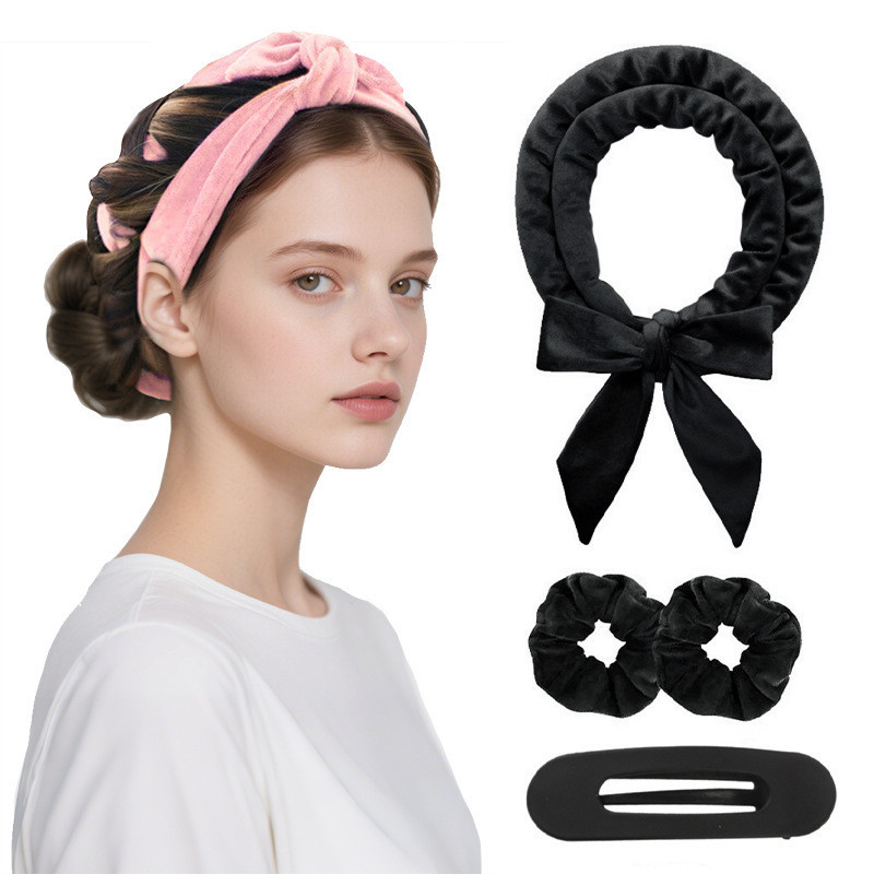 Modelador de cabelo sem calor para pessoas preguiçosas, elástico de cabelo, fita, ferramenta de modelagem capilar, conju