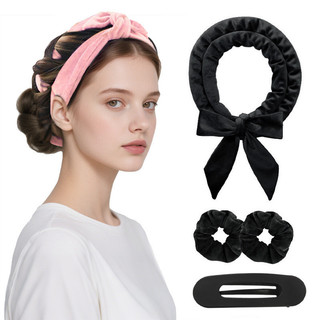 Modelador de cabelo sem calor para pessoas preguiçosas, elástico de cabelo, fita, ferramenta de modelagem capilar, conju