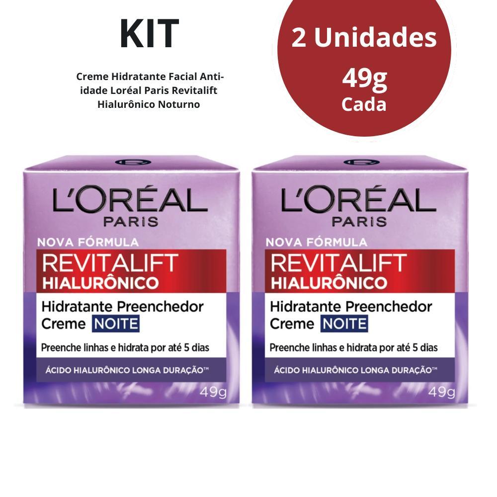 Kit 2 Cremes Faciais Loreal Revitalift Hialurônico Noite 50ml