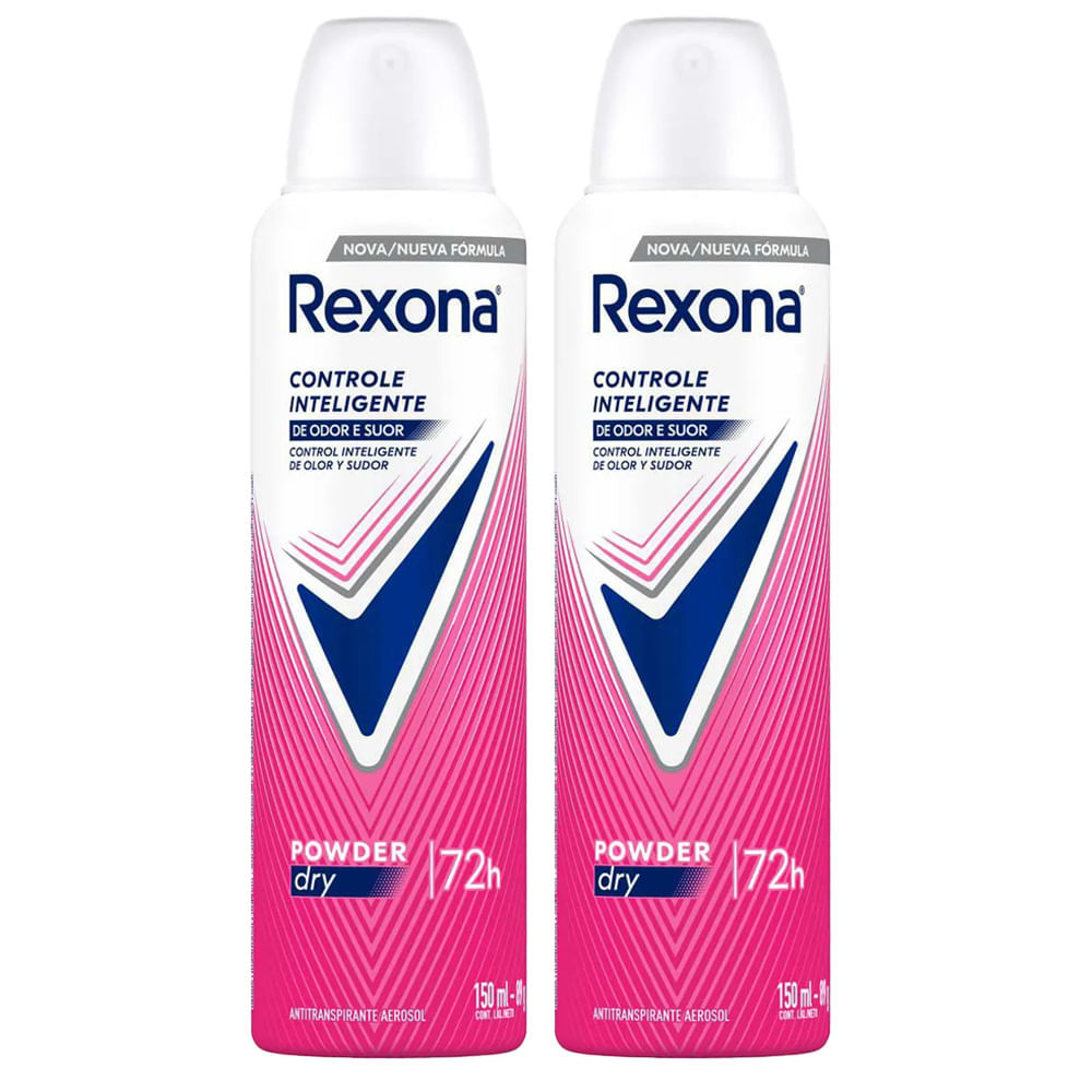 Kit Desodorante Aerosol Rexona Powder Dry 150ml - 2 unidades