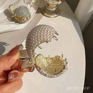 Presilha de cabelo metálica de estilo coreano, acessório para fixar rabos de cavalo altos, adorno para a parte de trás d