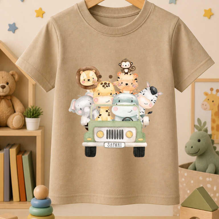 Camiseta Infantil Em Algodão Estampa Safari Animais Em Alta Qualidade E Diversas Cores 100% Algodão ENVIO IMEDIATO