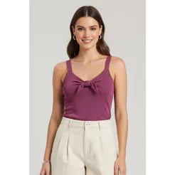 Regata Feminina Laço Lurex Marialícia Rosa