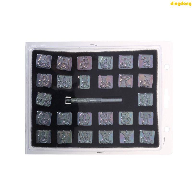 Pet11 26x Aço Alfabeto Letra Selo Perfurador Conjunto Couro Metal Ferramenta Perfuração