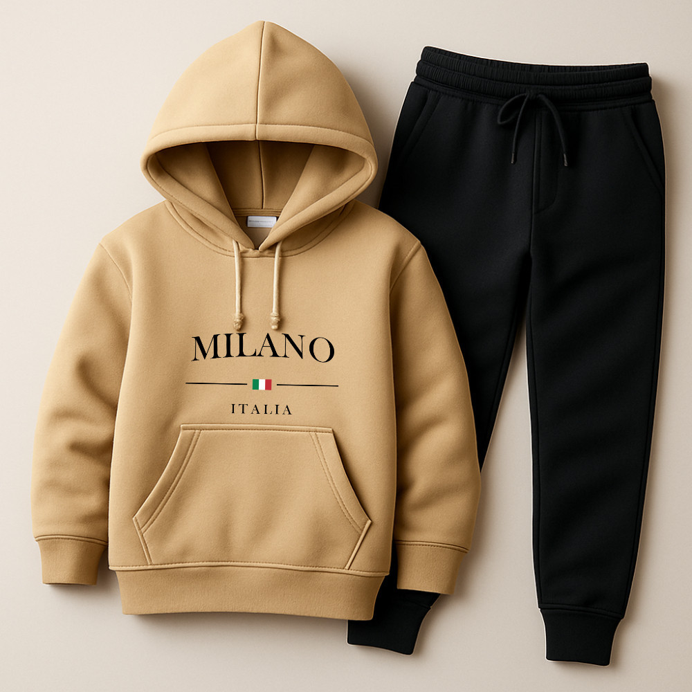 Kit Infantil Masculino Moletom E Calça Estampado Milano Feminina 100% Algodão Premium Estampado