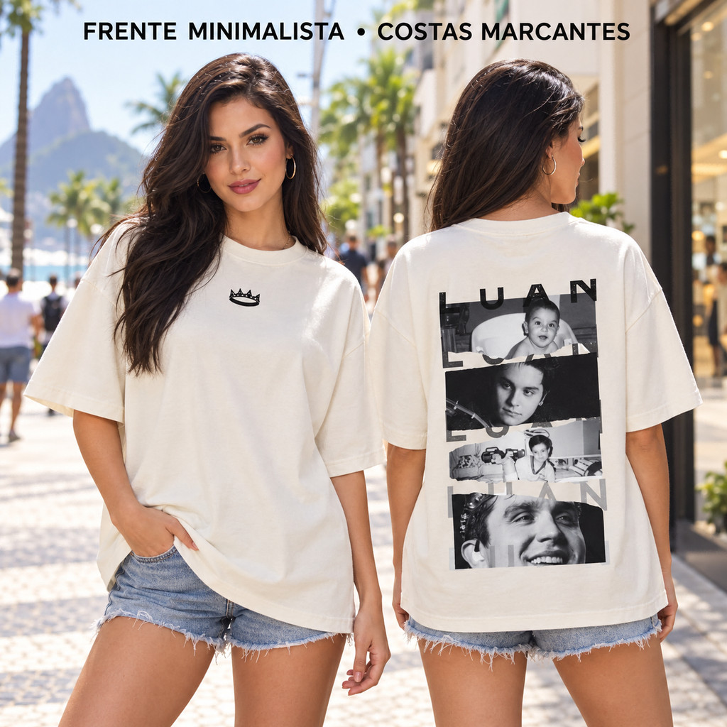 100% ALGODÃO e Camiseta Oversized Luan Santana Unisex Streetwear  SUEDINE PREMIUM Estampada Premium
