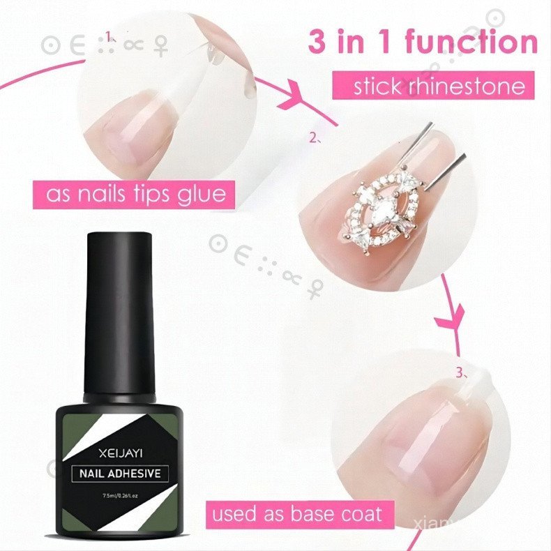 Cola para unhas – de secagem rápida, adesão forte, cola acrílica para nail art com efeito gel UV, ideal para acessórios 