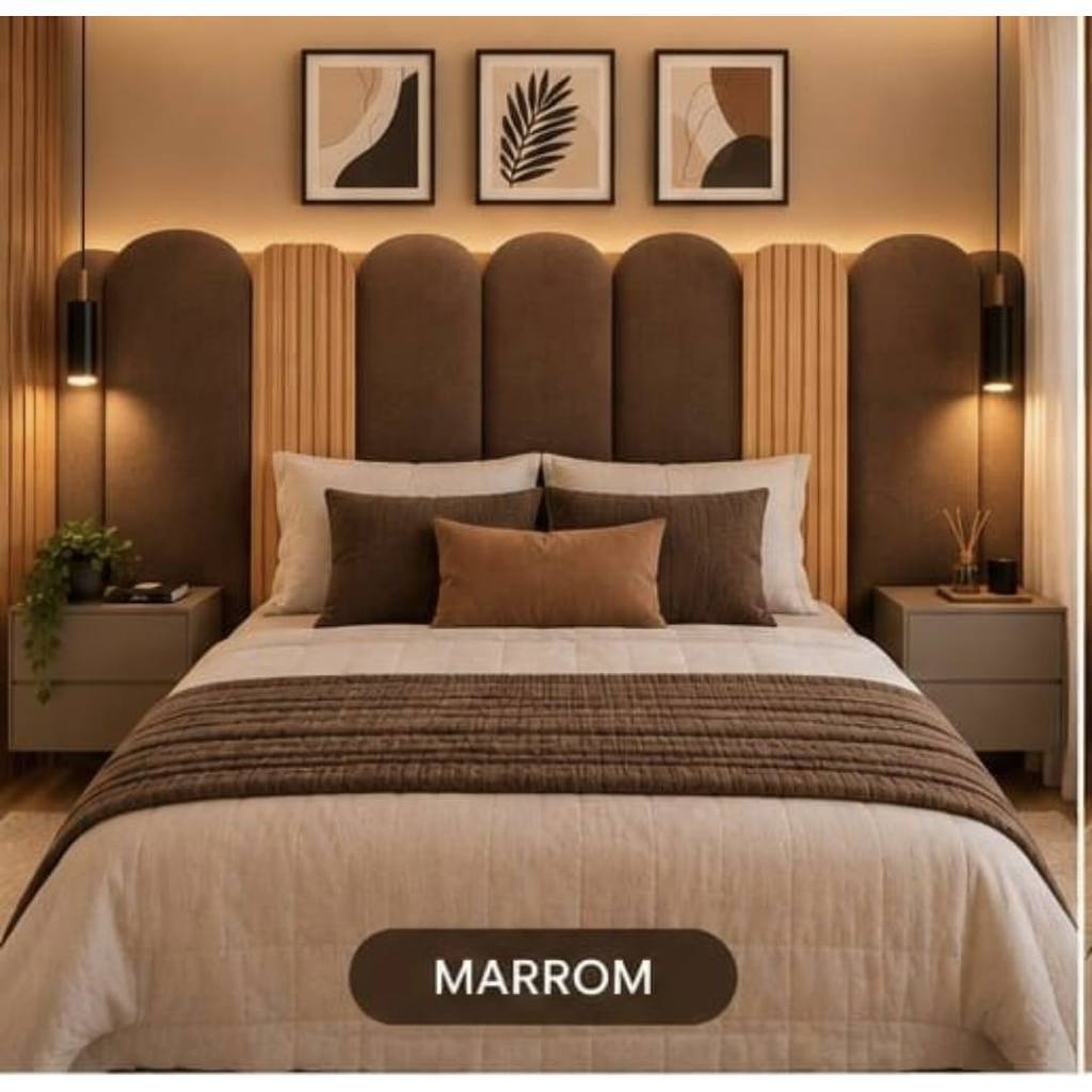 kit Completo Cabeceira  Nuvem + Painel Ripado MDF Para Cama Casal,Solteiro - ENVIO FULL