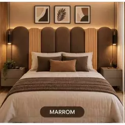 Cabeceira Nuvem + Painel Ripado MDF Para Cama Box Casal King Queen
