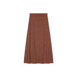 Saia Midi Feminina Floral Devorê Marialícia Marrom