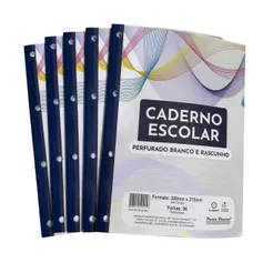 Kit 5 Blocos Refil Para Fichário Universitário 96 Folhas Pauta