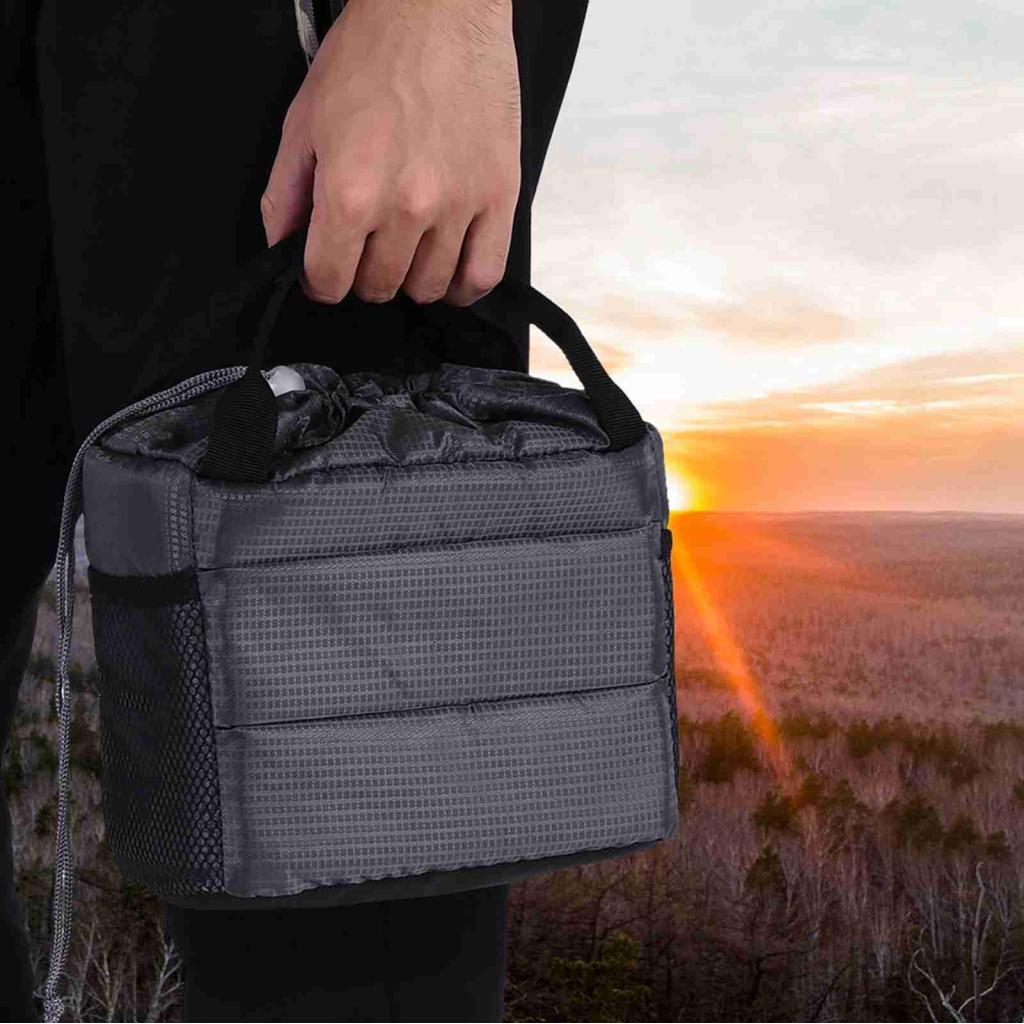Bolsa de mão para câmera Vistreck com divisórias acolchoadas para DSLR - à prova de choque e portátil (cinza)