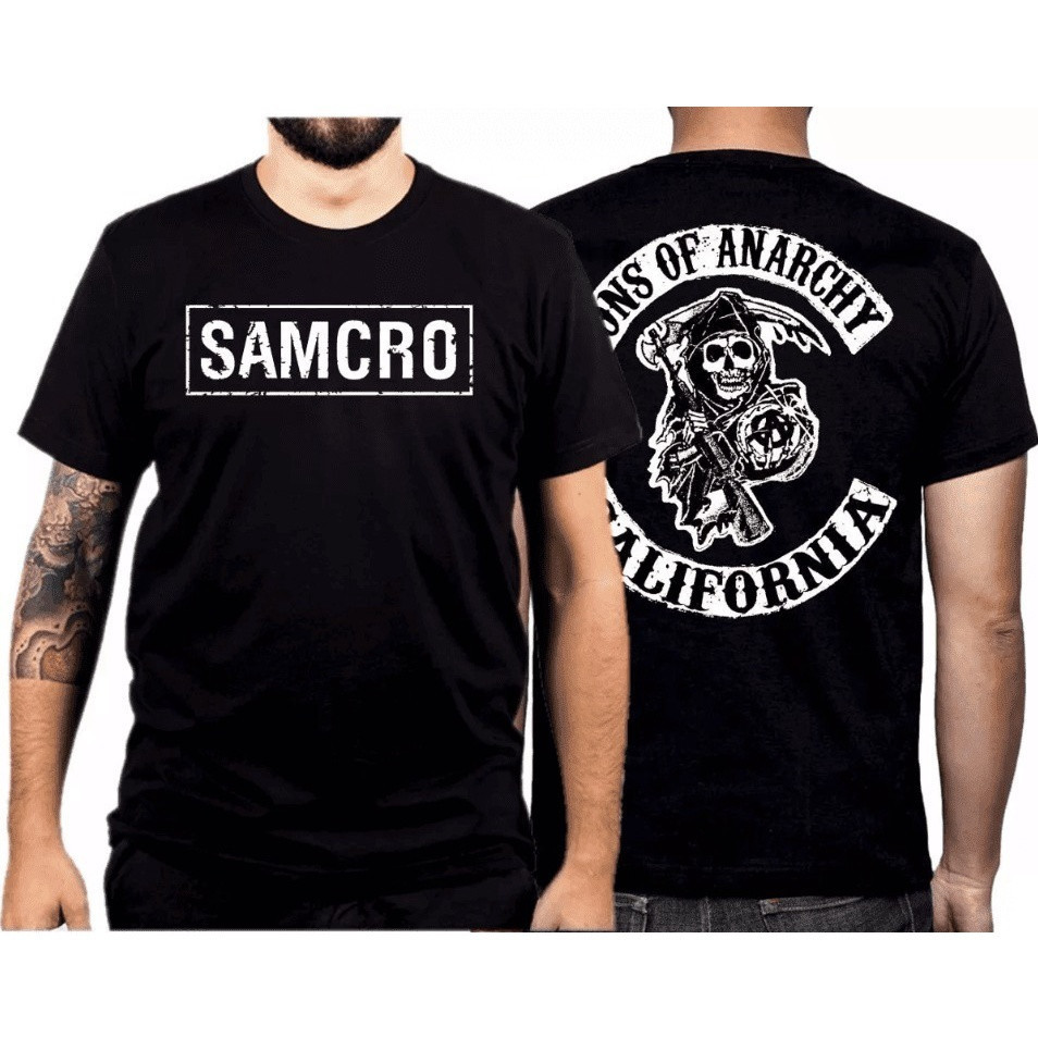 [Camiseta Premium em Algodão Puro]GXG Camiseta Série Samcro Sons Of Anarchy Frente/Costa