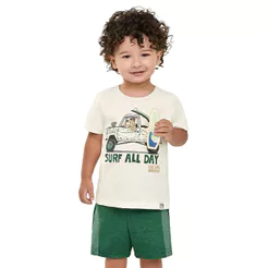 Conjunto Infantil Menino interativo Surf Elian Bege