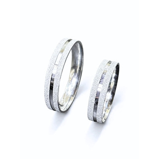 Aliança Prata 925 Fosca Com Friso Liso Central 4mm