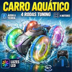 Carro de brinquedo anfíbio com controle remoto, giro 360°