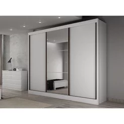 Guarda-Roupa Casal MDF com Espelho 3 Portas 6 Gavetas Soberano Branco Branco