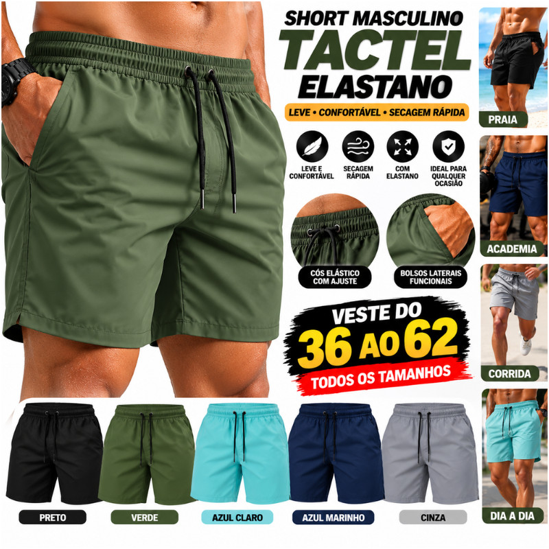 Short Masculino Tactel Elastano Secagem Rápida Praia Academia Confortável Despacho 24h Rápido Original