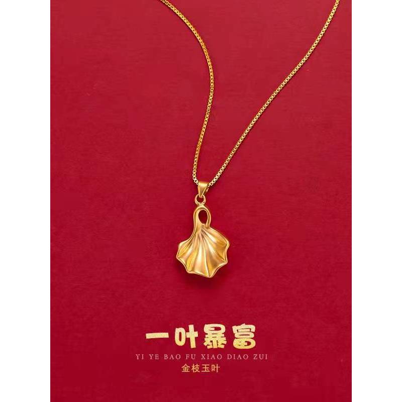 Vietnam areia ouro colar feminino fino clavícula corrente simulação ouro não-desbotamento folha pingente puro ouro jóias