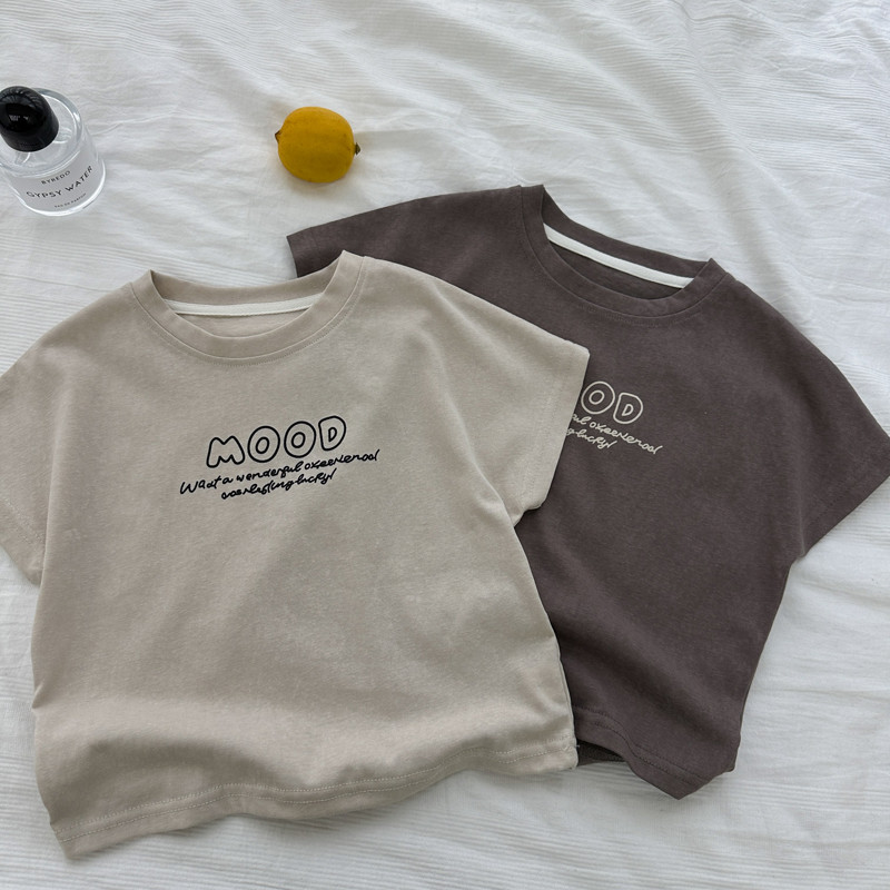 2025 novo estilo verão meninos versão coreana puro algodão solto manga curta camiseta crianças simples bonito verão fino