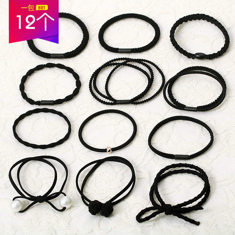 Conjunto de corda de cabeça coreano pequeno fresco simples único adulto caso de couro gravata cabelo corda anel de cabel