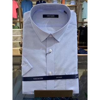 Camisa masculina de manga curta Yagoer verão cor sólida algodão Anti-rugas bolsa de peito camisa Casual de negócios 1017