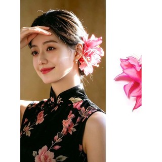 Beleza Oriental rosa flor grampo de cabelo Cheongsam acessórios cabeça flor grampo de cabelo clipe lateral Duckbill clip