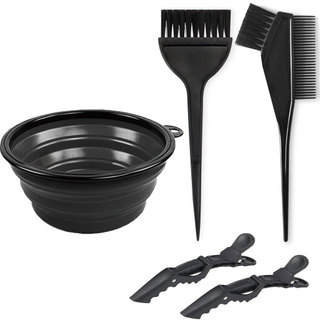Kit de 5 peças de ferramentas para coloração de cabelo: pente para tratamento capilar, escova para coloração, prendedore