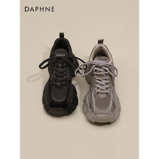 Daphne preto papai sapatos femininos de sola grossa 2026 novo estilo outono velo-velo sapatos quentes aumentando tênis