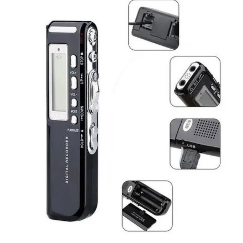 Gravador De Voz 8G Digital Mp3 Usb Microfone Lapela
