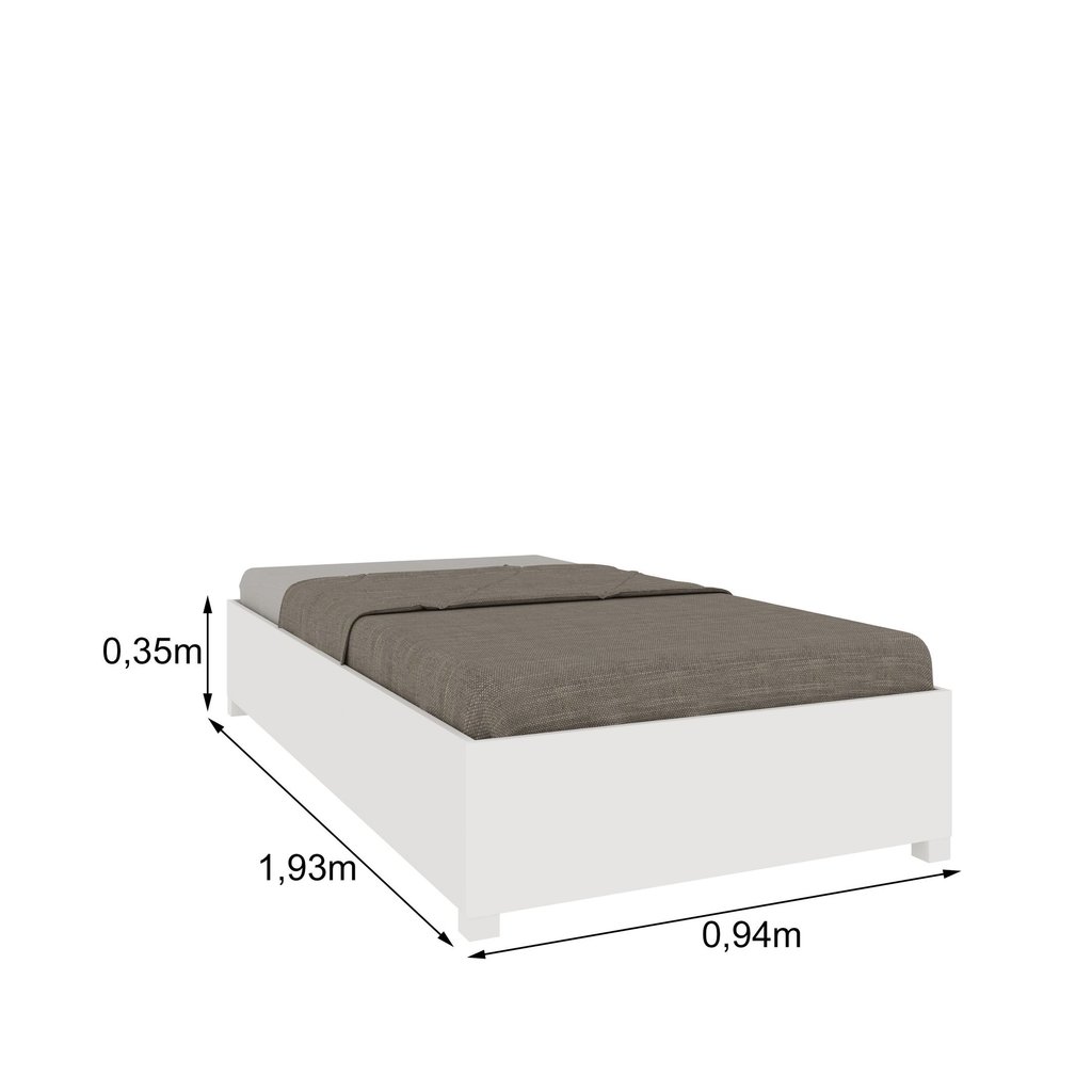Cama Solteiro em MDP 94cm x 193cm Mônaco Branco · foto 2