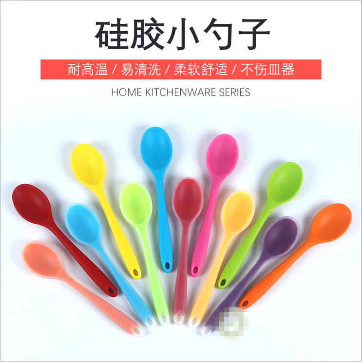 Limpeza: Colher de silicone Colher de arroz antiaderente Estudante Crianças Colher de arroz de silicone Colher segura re