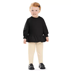Conjunto Infantil Menina Longo Bordado Colorittá Preto