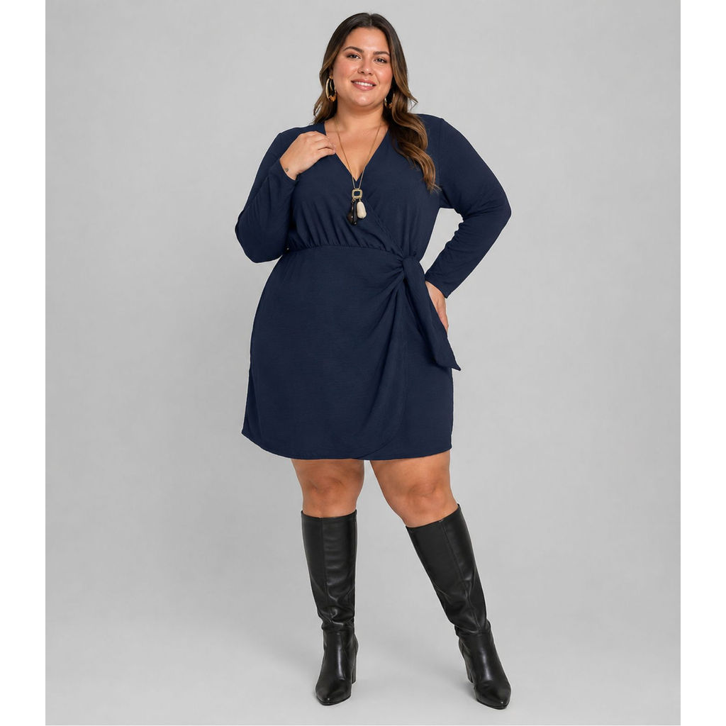 Vestido Feminino Manga Longa Curto Dianna Azul