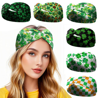 Faixa de cabelo para o Dia de São Patrício, com estampa de trevo irlandês, faixa cruzada, acessório de cabelo para espor